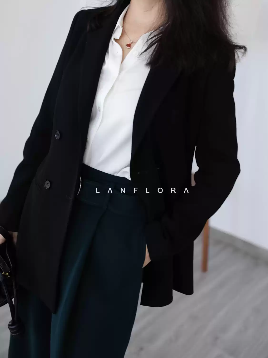 芬芳花儿 CLASSIC 进口三醋酸 西装气质中长款西服外套女春装