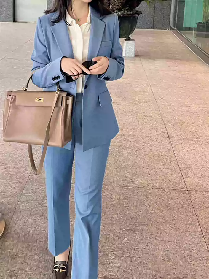 意大利巅级染色和后整理工艺 进口精纺羊毛套装职业女裤套装