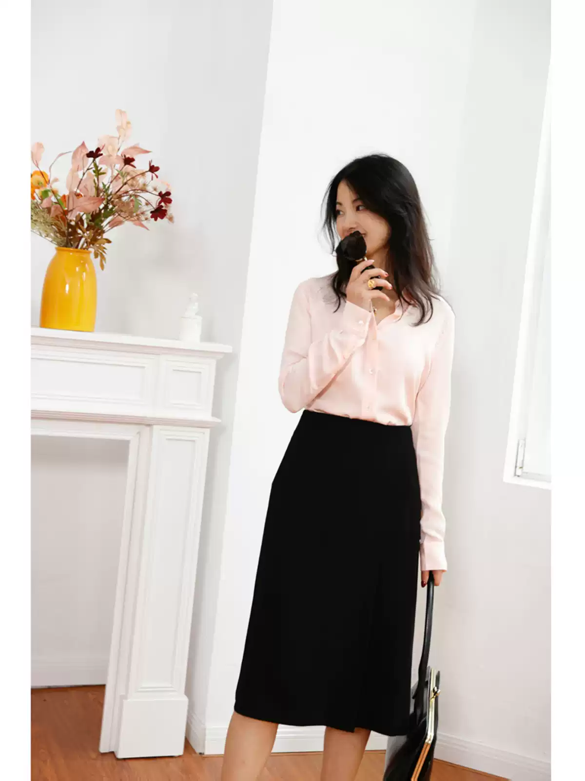 立体裁剪 意大利精纺羊毛中长款半身裙 三菱三醋酸半裙女裙子